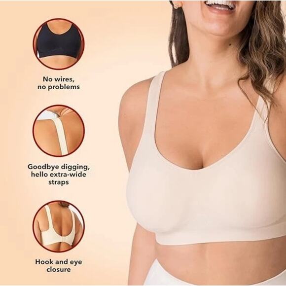TRUEKIND 10210 Supportive Comfort Wireless Shaping Bra Black Womens Large NWT - Picture 8 of 8